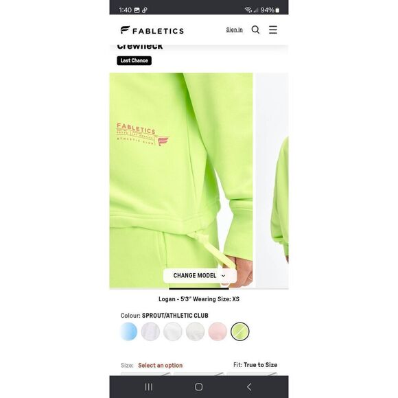 New 2X Fabletics Sprout Athletic Club Lightweight Go To Cropped Crewneck Shirt - Picture 2 of 9